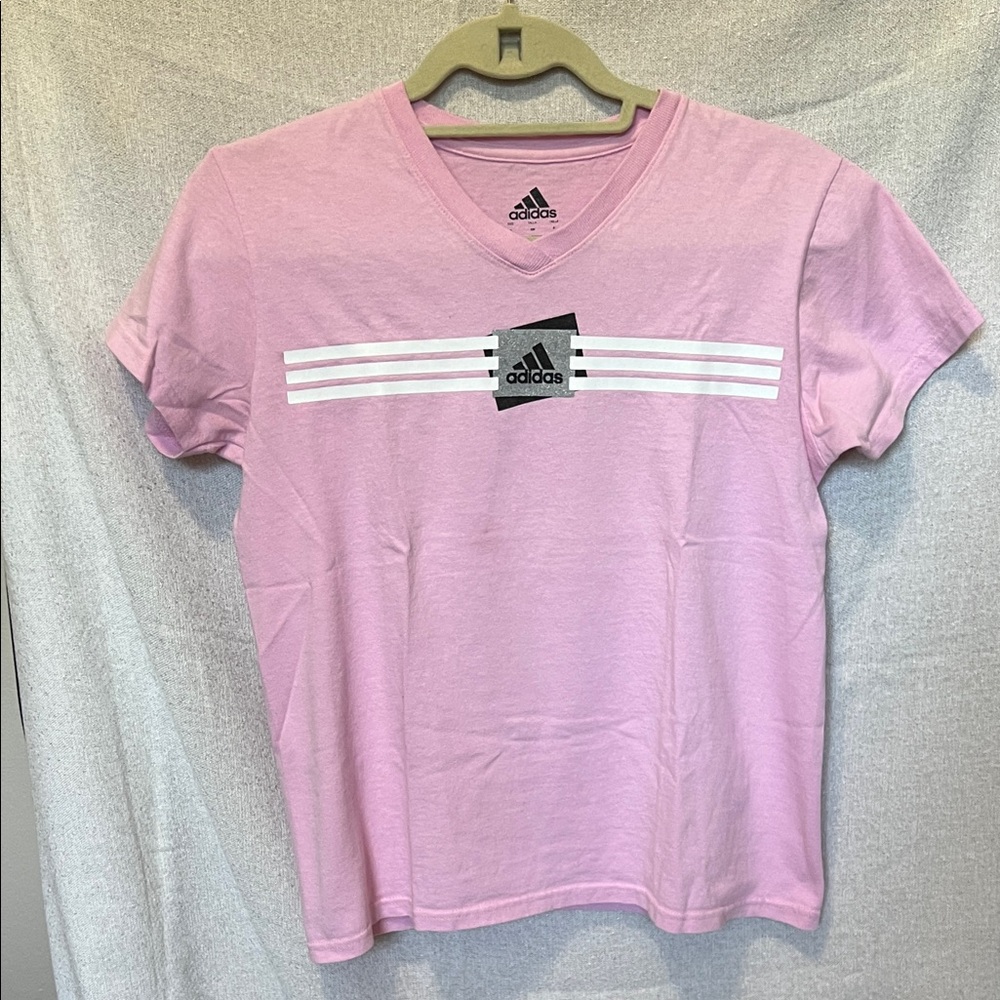 Adidas Pink V-Neck T-Shirt